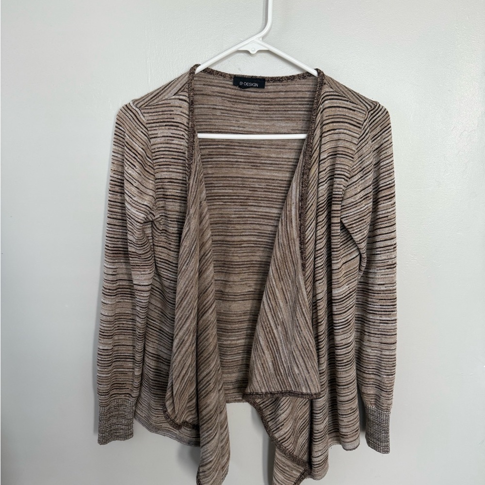 Sonoma Women's Brown Striped Open Cardigan
